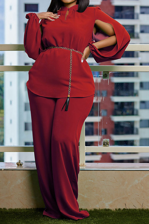 Solid Color Undeniable Belted Pant Suit LovelyCoral