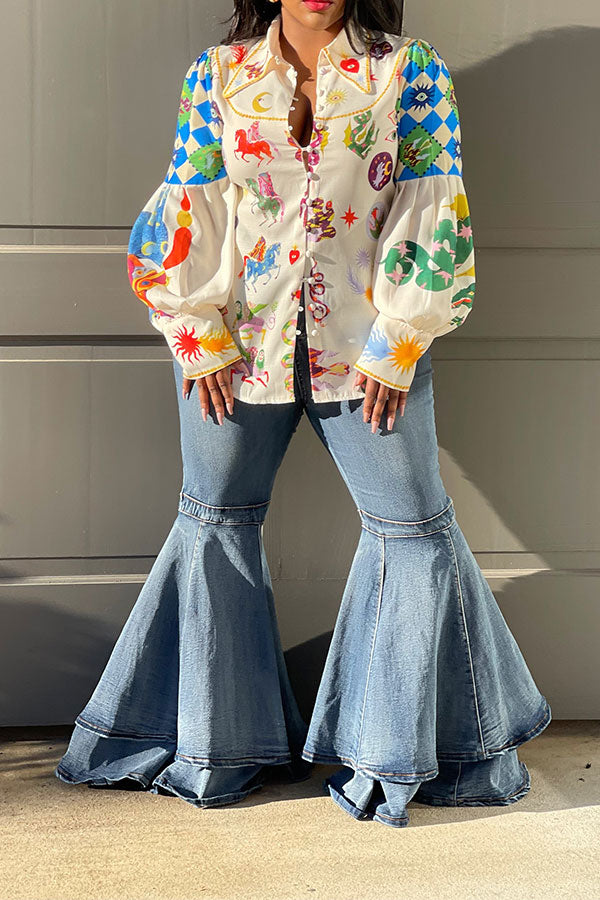 90s Graffiti Button Down Blouse main image 1