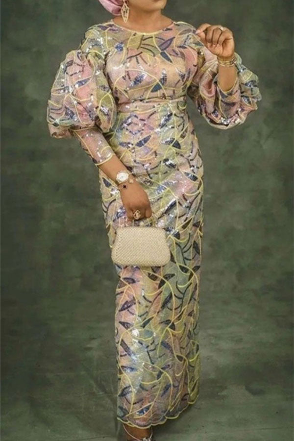 Lizard Leaf Pattern Print Dress main image 1