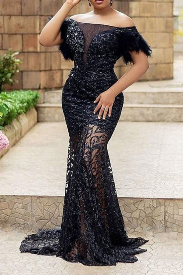 Fluffy maxi dress sale