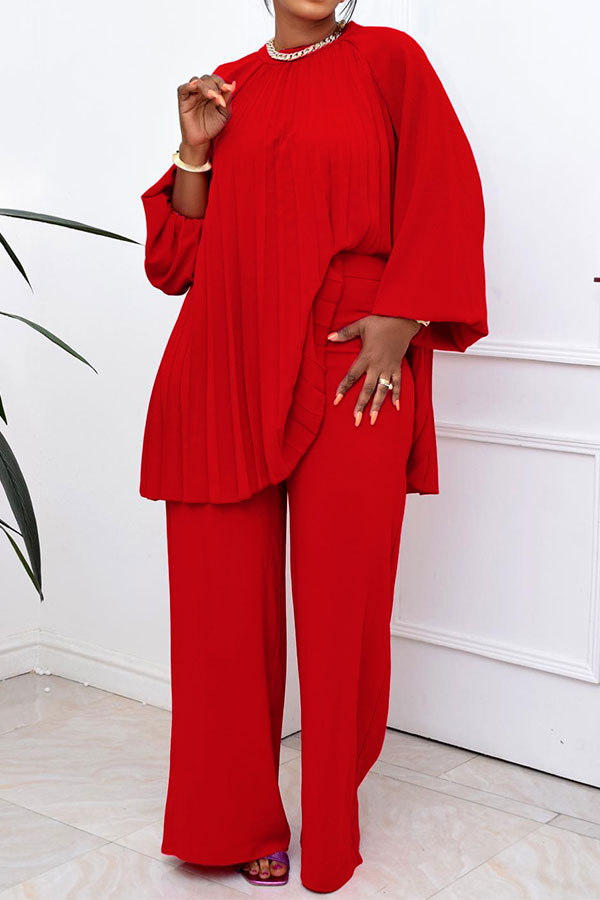 Solid Color Commuting Pleated Pant Suit – LovelyCoral
