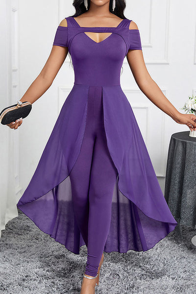 Women Casual Puff Sleeve Tie Waist Puff Sleeve Wide Flare Jumpsuit ...