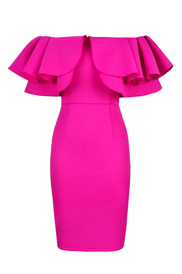 Solid Color Feminine Off Shoulder Midi Dress – LovelyCoral